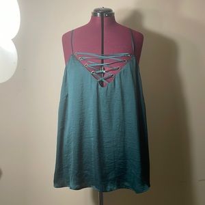 Charlotte Russe laced tank camisole green